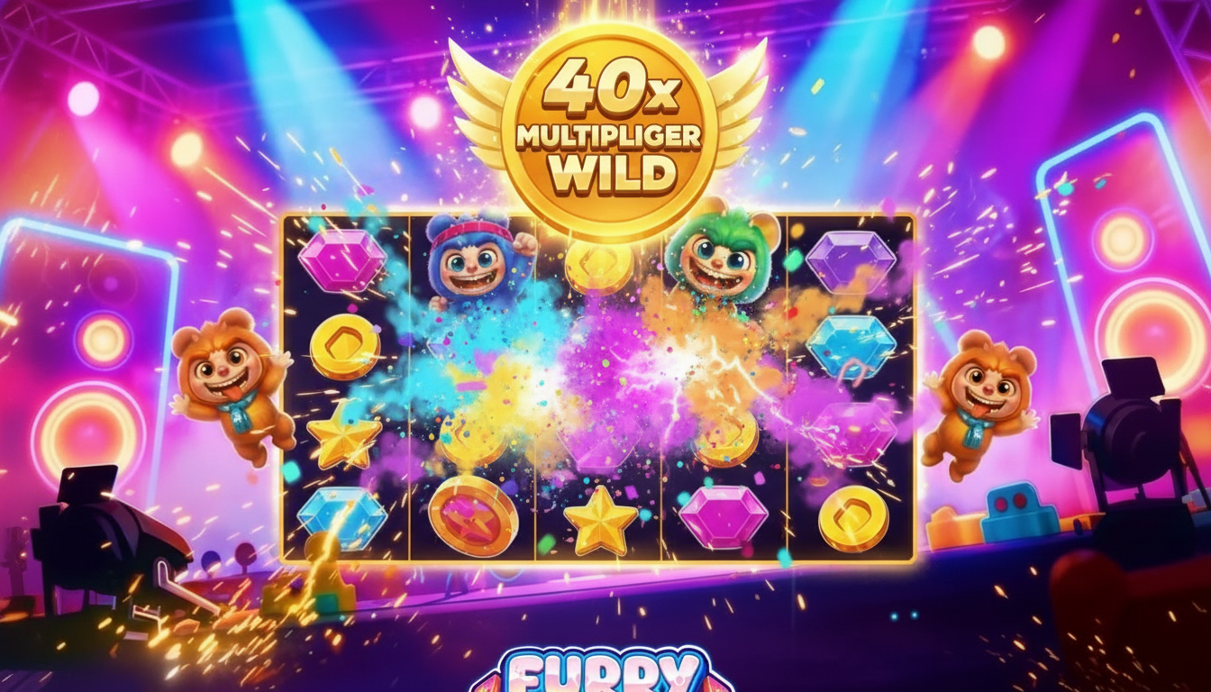 Exploding slot symbols with 40x multiplier wild icon