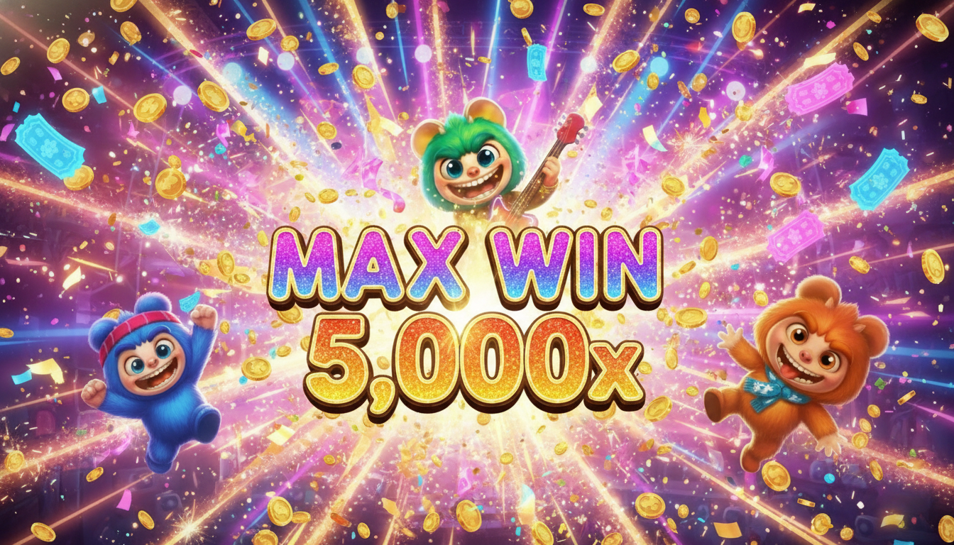 Furry Bonanza Megaway 5,000x max win celebration screen
