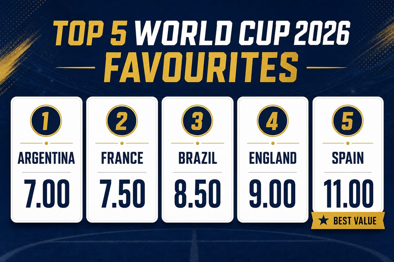 Top 5 World Cup 2026 favourites with best outright odds: Argentina, France, Brazil, England, Spain