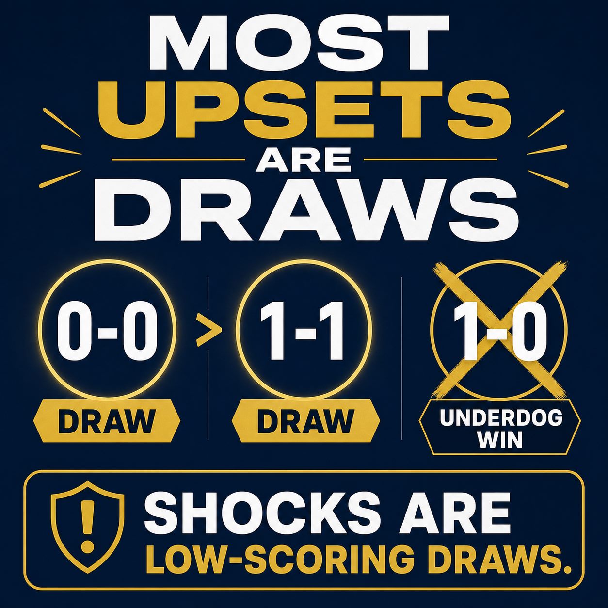 Infographic showing most World Cup 2026 upsets are low-scoring draws rather than underdog wins