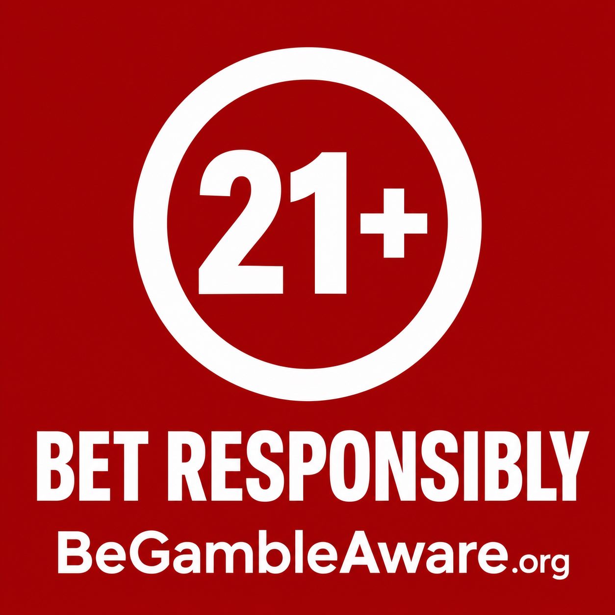 Responsible gambling reminder: bet responsibly, 21 plus, BeGambleAware